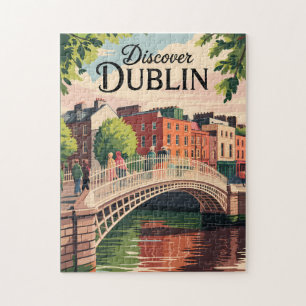 Puzzle Dublin Irlande Illustration Travel Art Vintage