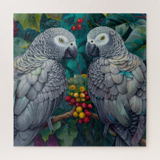Puzzle Duet de kakis-baies de perroquet gris africain
