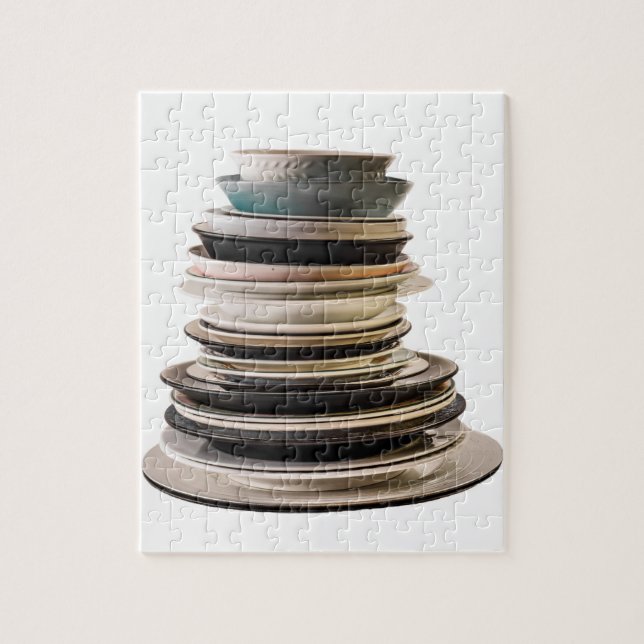 Puzzle d'une pile de plaques. (Vertical)