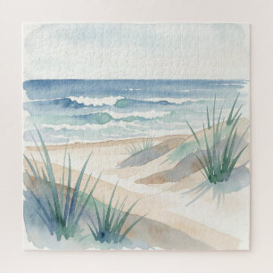 Puzzle Dunes de plage sereines Océan Aquarelle Côtière