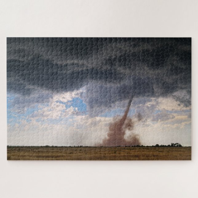 Puzzle Dusty Tornado and Dark Cloud in New Mexico Plains (Horizontal)