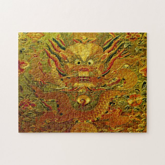 Puzzle Dynastie de Ming chinoise de broderie de dragon (Horizontal)