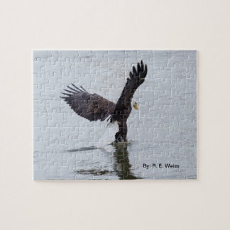 Puzzle/ eagle appears to be walking on water. jigsaw puzzle