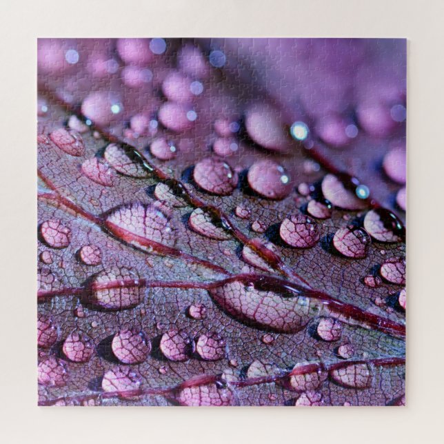 Puzzle Eau gouttelettes feuille violet 20' x 20' 676 pièc (Horizontal)