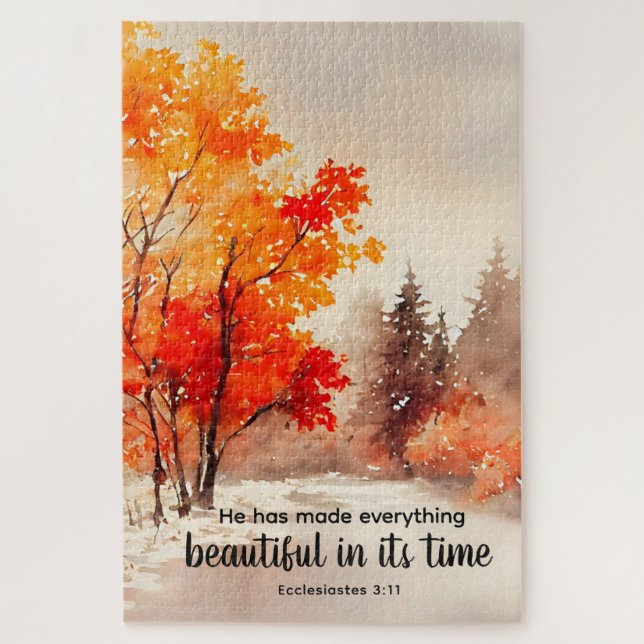 Puzzle Ecclésiaste 3:11 Verse Bible Automne Aquarelle (Vertical)