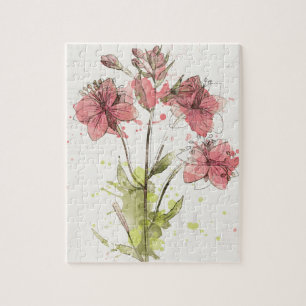 Puzzle Éclaboussure rose foncée florale