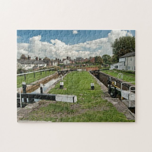 Puzzle Écluse du canal Vue pittoresque sur le pays anglai (Horizontal)