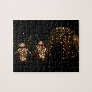 Puzzle Écran de lumière des fêtes de pingouins