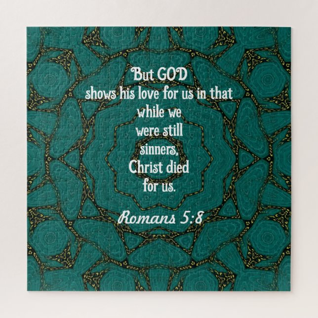 Puzzle Écriture d'amour de Dieu Citation Romains 5:8 (Vertical)