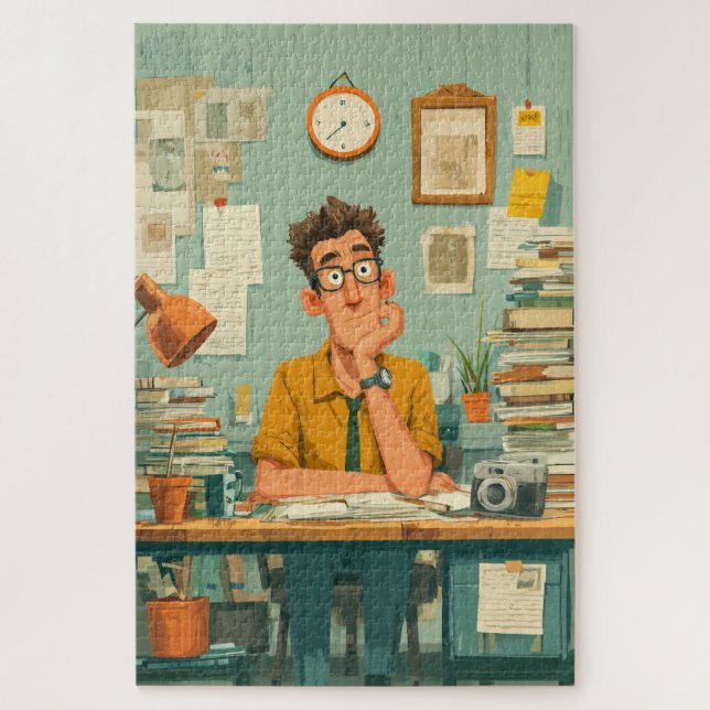 Puzzle Écrivain créatif dans un bureau occupé (Vertical)