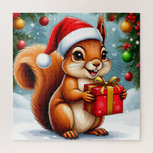 Puzzle Écureuil de dessin animé avec cadeau de Noël, plai