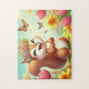 Puzzle Écureuil du printemps mignon et heureux
