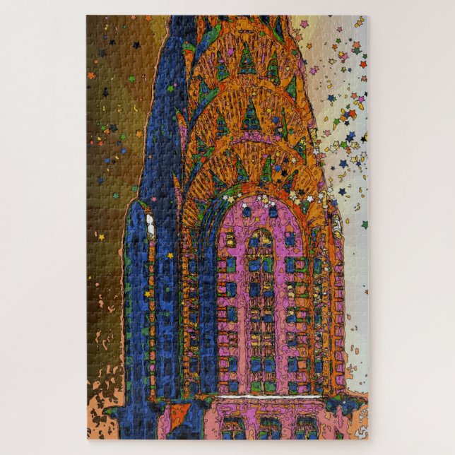 Puzzle Édifice Psychedelic NYC Chrysler Haut de la page F (Vertical)
