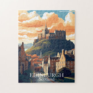 Puzzle Edimbourg, Ecosse Château Voyage Rétro