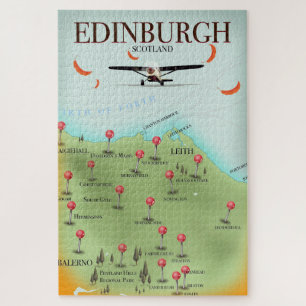 Puzzle Edinburgh Scotland vintage style map poster print