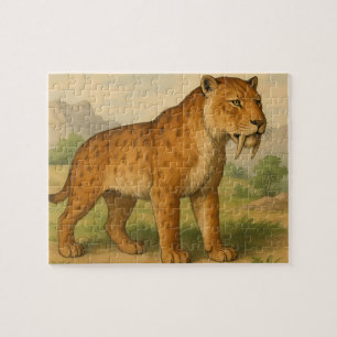 Puzzle Éducatif sur le Tigre à Sabre pour Enfants