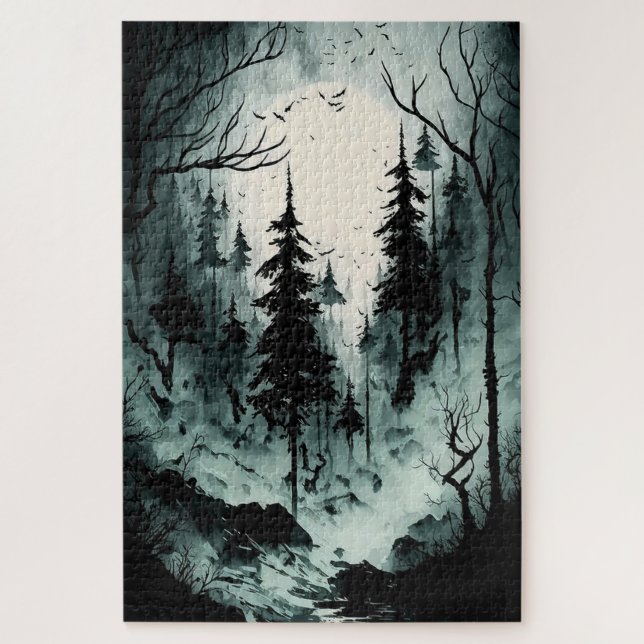 Puzzle Eerie Forêt Noire et Blanche Adultes 1000 pièce (Vertical)