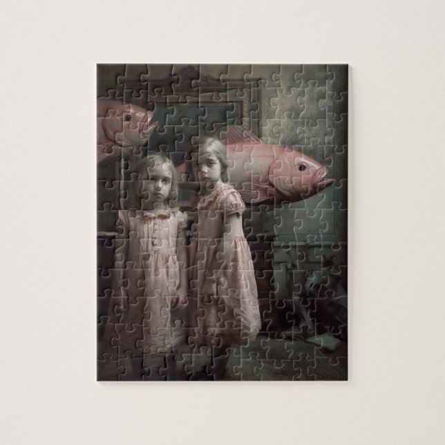 Puzzle Effrayant Poisson rose jumeaux Horreur (Vertical)