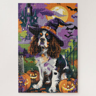 Puzzle Éffrayant Springer Spaniel Halloween Witch Citroui