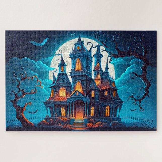 Puzzle Éffrayante demeure hantée après la nuit (Horizontal)