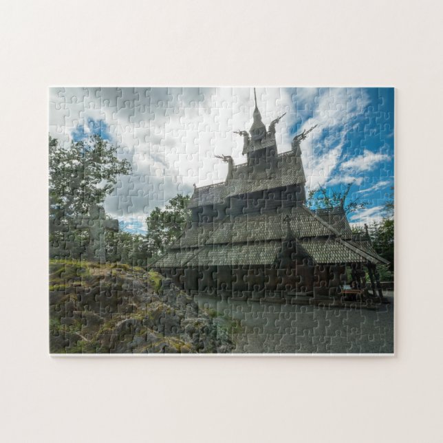 Puzzle Église de barre de Fantoft, Bergen, Norvège (Horizontal)