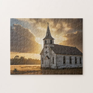 Puzzle Église rurale Sunrise Campagne chrétienne