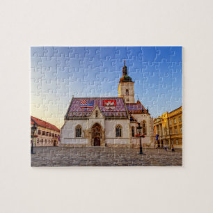 Puzzle Eglise Saint-Marc et carré au coucher du soleil à 