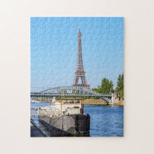 Puzzle Eiffel tower and Pont Rouelle on Seine river