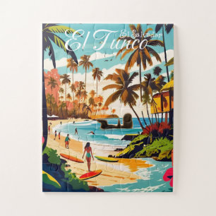 Puzzle El Tunco El Salvador Voyage Vintage Retro Poster