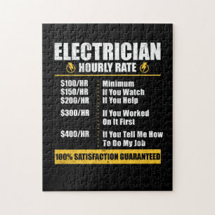 Puzzle Electrician Hourly Rate Funny Lineman