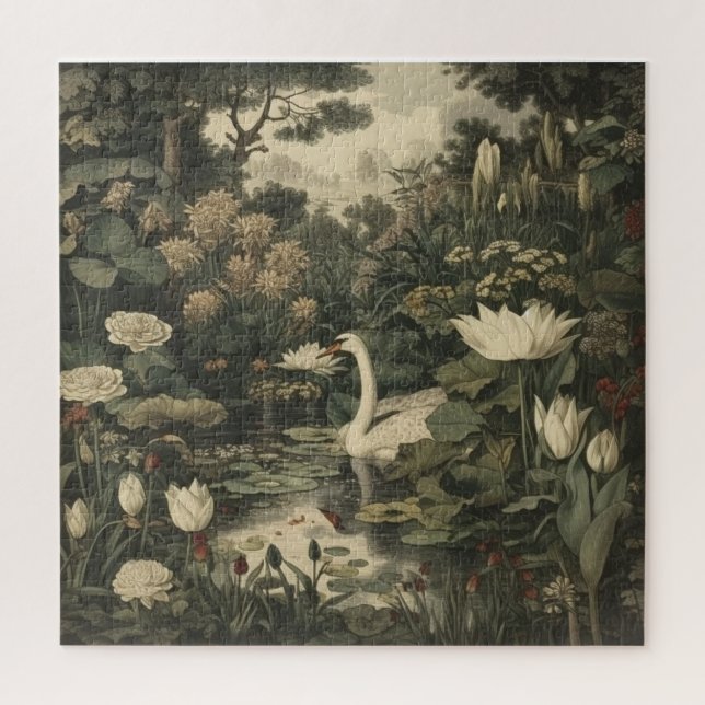 Puzzle Élégance botanique - Le cygne dans la forêt (Vertical)