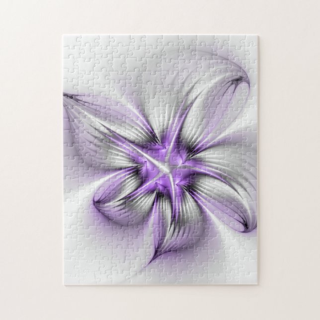 Puzzle Élégance florale Art Abstrait Violet Fractal moder (Vertical)