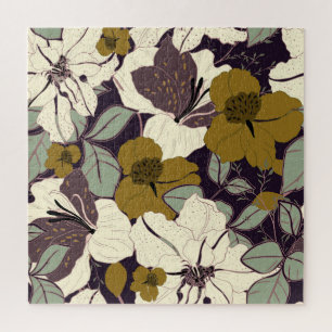 Puzzle Élégance florale, motif vintage.