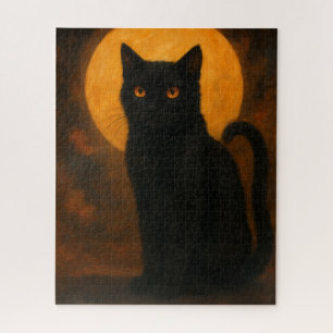Puzzle Élégance Surnaturelle Halloween Chat Noir Lune de 