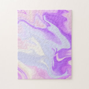 Puzzle Élégant Aquarelle Abstraite Bleu Violet Blanc