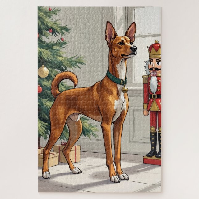 Puzzle Elegant Basenji Dog Nutcracker Modern Christmas (Vertical)