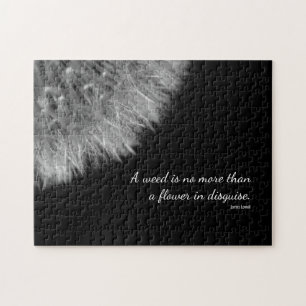 Puzzle Elegant Black & White Dandelion Flower and Quote