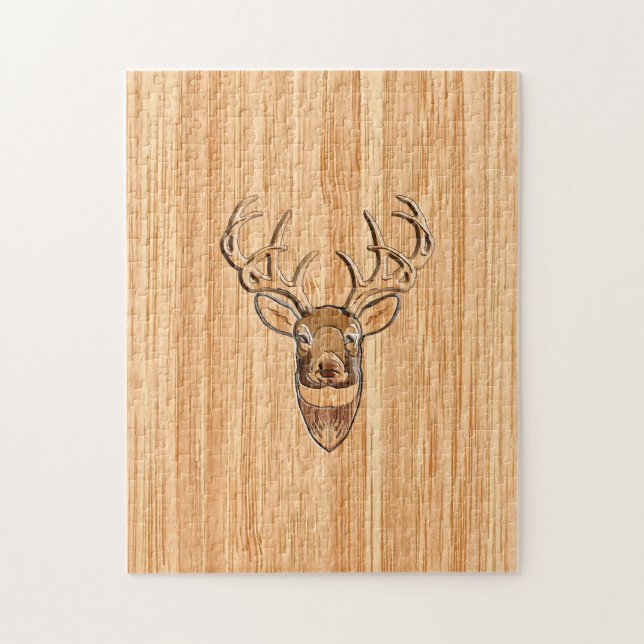 Puzzle Élégant Buck Buck Antlers Grain de bois clair (Vertical)