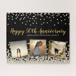 Puzzle Elégant Collage Photo Silver Gold 50e Anniversaire