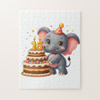 Puzzle Élégant éléphant 16e anniversaire