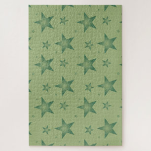 Puzzle Élégant et élégant Olive Stars sur Sage Green