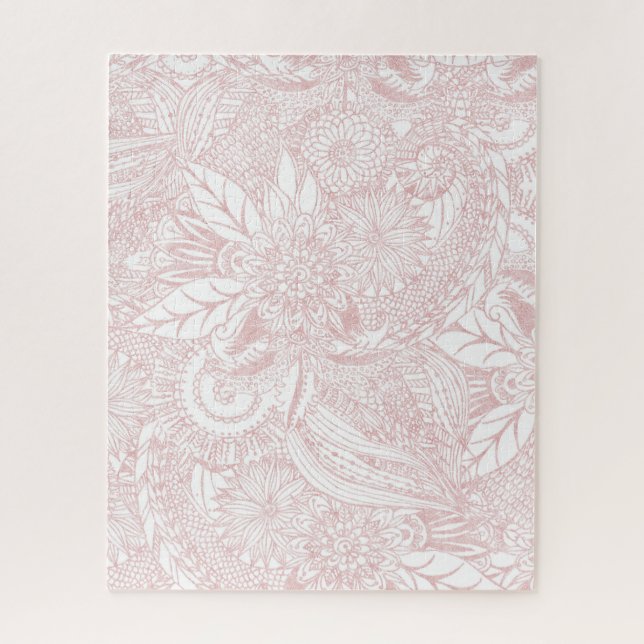 Puzzle Elégant faux rose or design de mandala floral (Vertical)