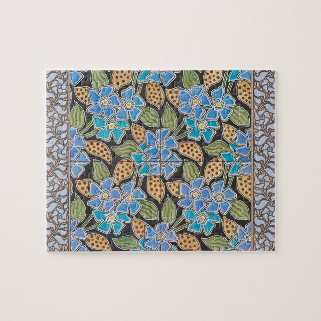 Puzzle Élégant Fleur Bleu Périwinkle Floral Classic (Horizontal)