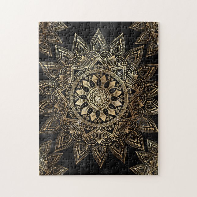 Puzzle Elégant Gold Mandala Black Design (Vertical)