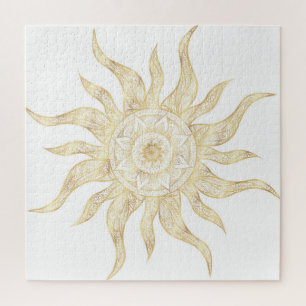 Puzzle Elégant Gold Sun Mandala Design