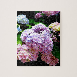 Puzzle Elégant jardin rose violet bleu hydrangée fleurie