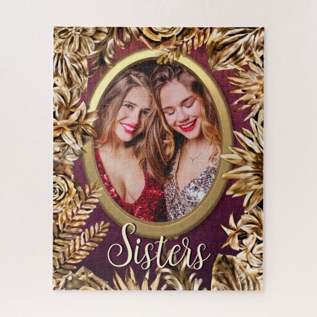 Puzzle Elégant Luxury Gold Flowers Ajouter Vos Soeurs Pho (Vertical)