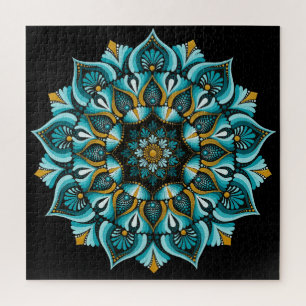 Puzzle Elégant Mandala bleu   Boho de géométrie sacrée   