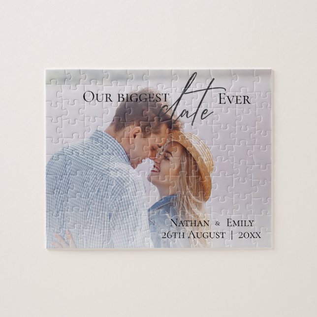 Puzzle Élégant Mariage Photo Simple Notre Plus Grand Jour (Horizontal)