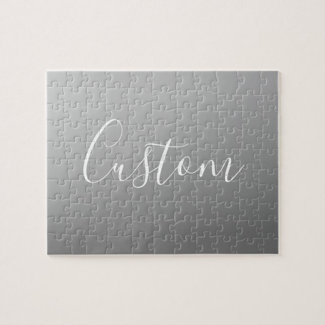 Puzzle Élégant moderne blanc Script écriture gris dégradé (Horizontal)